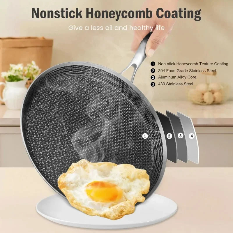 Crepe Pan Nonstick Honeycomb Dosa Pan Stainless Steel Ergonomic Handle Kitchen Pancake Pan Induction Compatible Tortilla Pan
