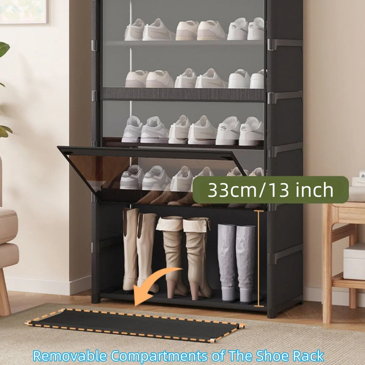 5/7-Layer Shoe Cabinet Dustproof Shoe Rack Shoe Hanger Organizer Shelf Holder Shoe Storage Cabinet Space Saving With Clear Lid