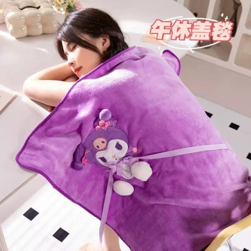 Anime Sanrio Kuromi All Season Embroidered Foldable Nap Blanket Cinnamoroll HelloKitty My Melody Kawaii Cute Cartoon Gifts Toys