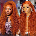 Ginger Orange Lace Front Curly Human Hair Wig Water Wave 200 Density 13x4 13x6 Deep Wave HD Lace Frontal Wig For Women Brazilian
