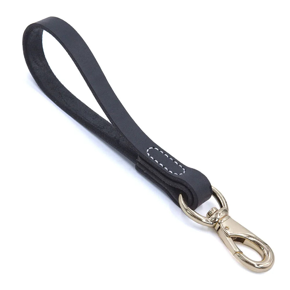 Real Leather Dog Leash 30/50cm Short Dog Leash Genuine Leather Traffic Lead for Medium Large Dogs Training and Walking 2cm Width