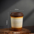 Kiln Ceramic Coffee Cup Gradient Water Cup with Silicone Cover Portable Coffee Cup Creative Office Home Retro Ceramic Cups