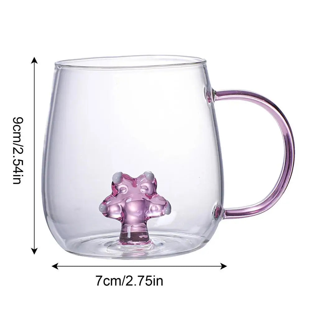 3D Animal Coffee Mug 380ml Transparent 3D Animal Borosilicate Glass Drinking Cups Portable Coffee Cups for Cold & Hot Drinks