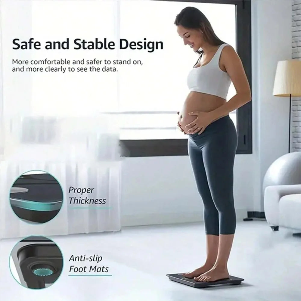 Digital bathroom scale - high-precision and easy to read LCD display screen, battery powered, preferred for fitness enthusiasts.