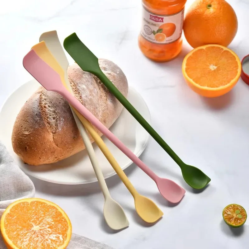 1/4pcs Silicone Double Ended Spatula Jam Cake Spatula Jam Paste Deep Bottle Spatula Baking Supplies