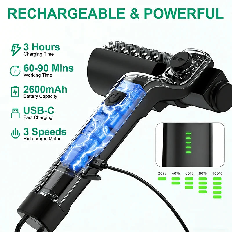 BBQ Grill Brush 3-Speed Settings Electric Grill Brush,180° Adjustable Head,90 Mins Grill Cleaner for Outdoor Griddles Smokers