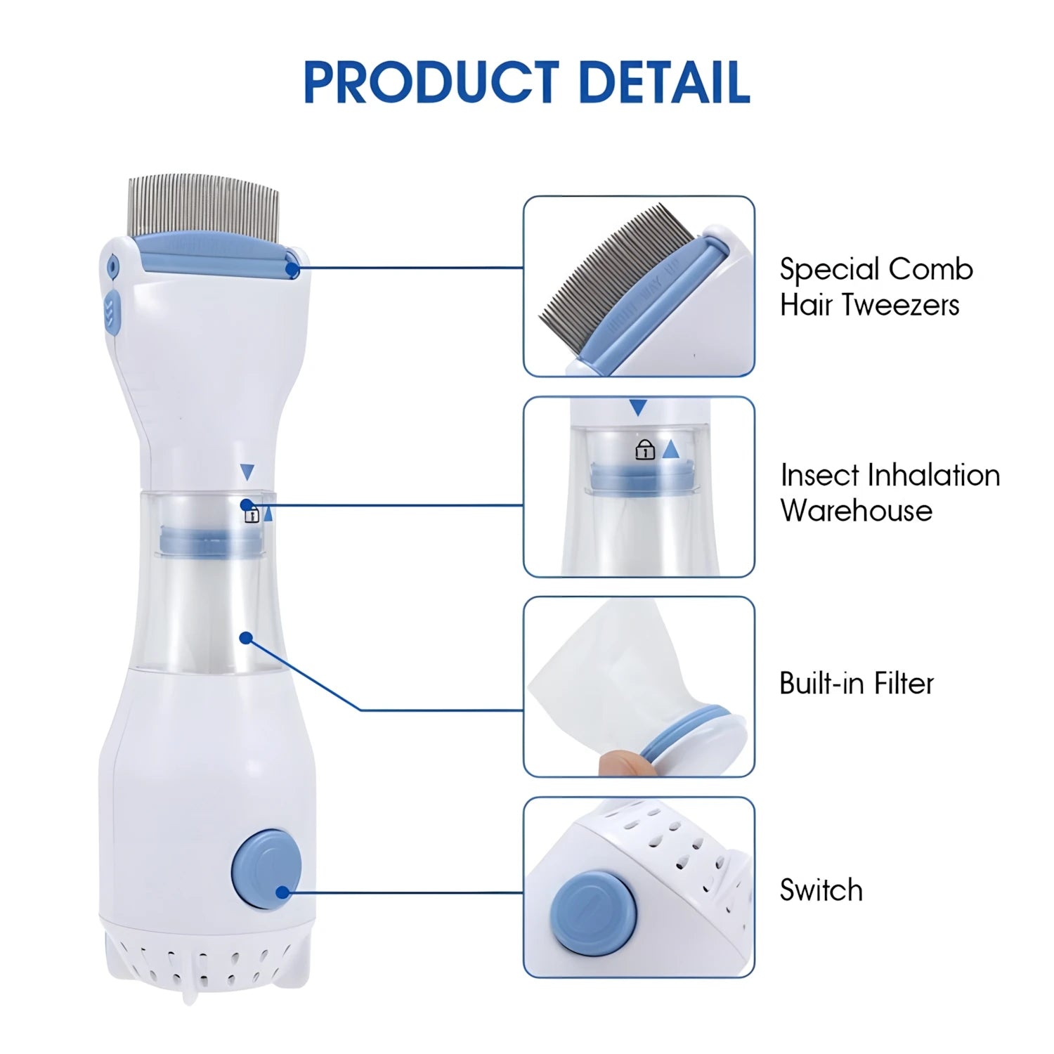 Electric Suction Flea Comb Efficient Cleaning Removing Lice Automatic Clean Comb with Dense Teeth For Dog/Cat Pet Grooming tool