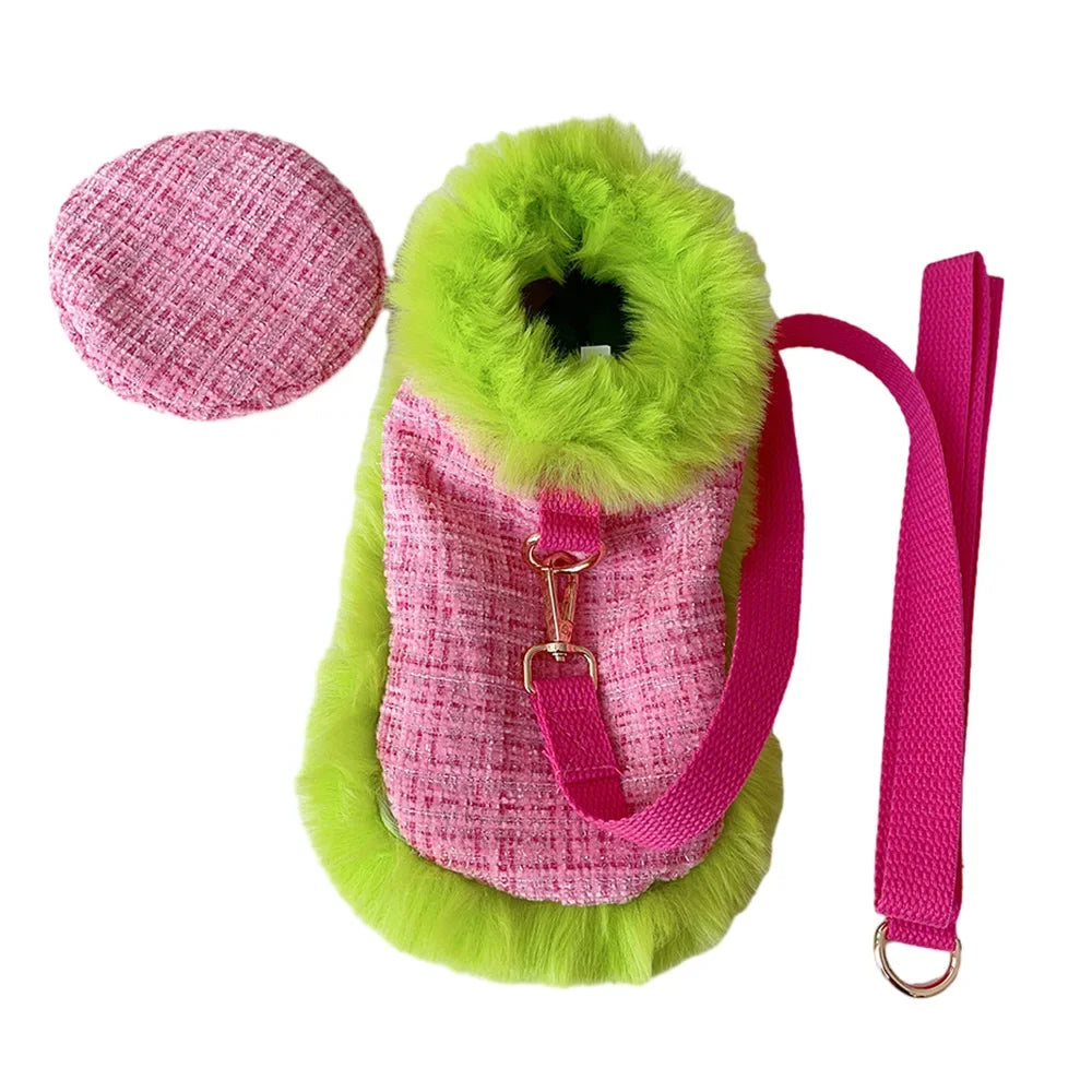Pet Autumn Winter Clothes Dogs Harness Leads And Hat Dog Cloak Style Traction Strap Dog Harnesses  Warm Clothes Outfit