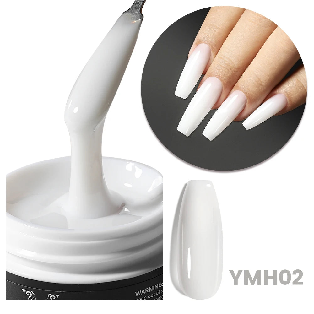 YOKEFELLOW 15g Builder Gel Nail Polish HEMA TPO Free Extension Gel Self-leveling Milky Construct UV LED Acrylic Gel DIY YMH02