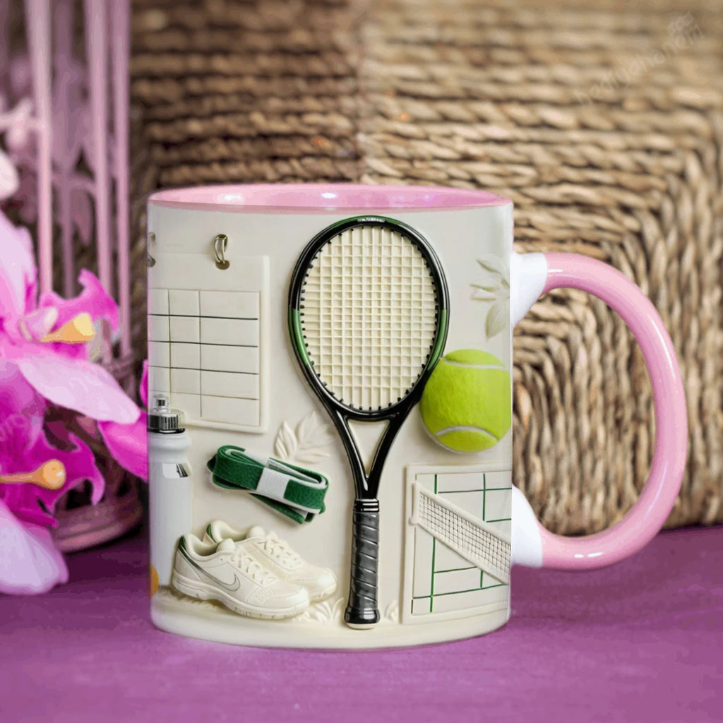 Custom Tennis Theme Ceramic Mug with Name Personalization - Sports Gift for Tennis Lovers