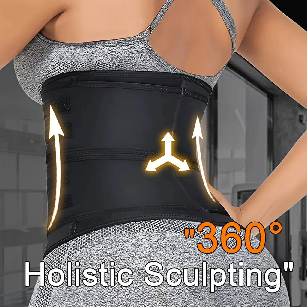 Adjustable Waist Trainer for Women, Double Belts Neoprene Corset with Zipper, Workout Cincher for Tummy Control & Back Support