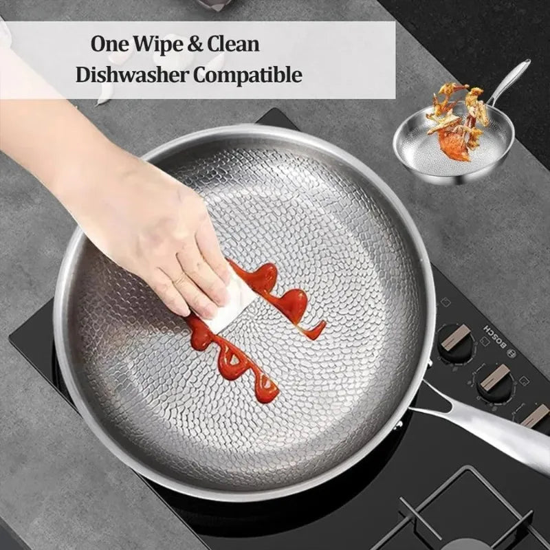KEMORELA Pure Titanium Cookware Is Scratch-resistant and Non-stick, Heats Evenly and Is Suitable for Cooking and Heating Quickly