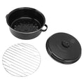 Oven Pans Roasting Pan Black Non Stick BBQ Pot Speckled Finish Household Roast Pan With Lid for Roasted Sweet Potatoes Chestnuts