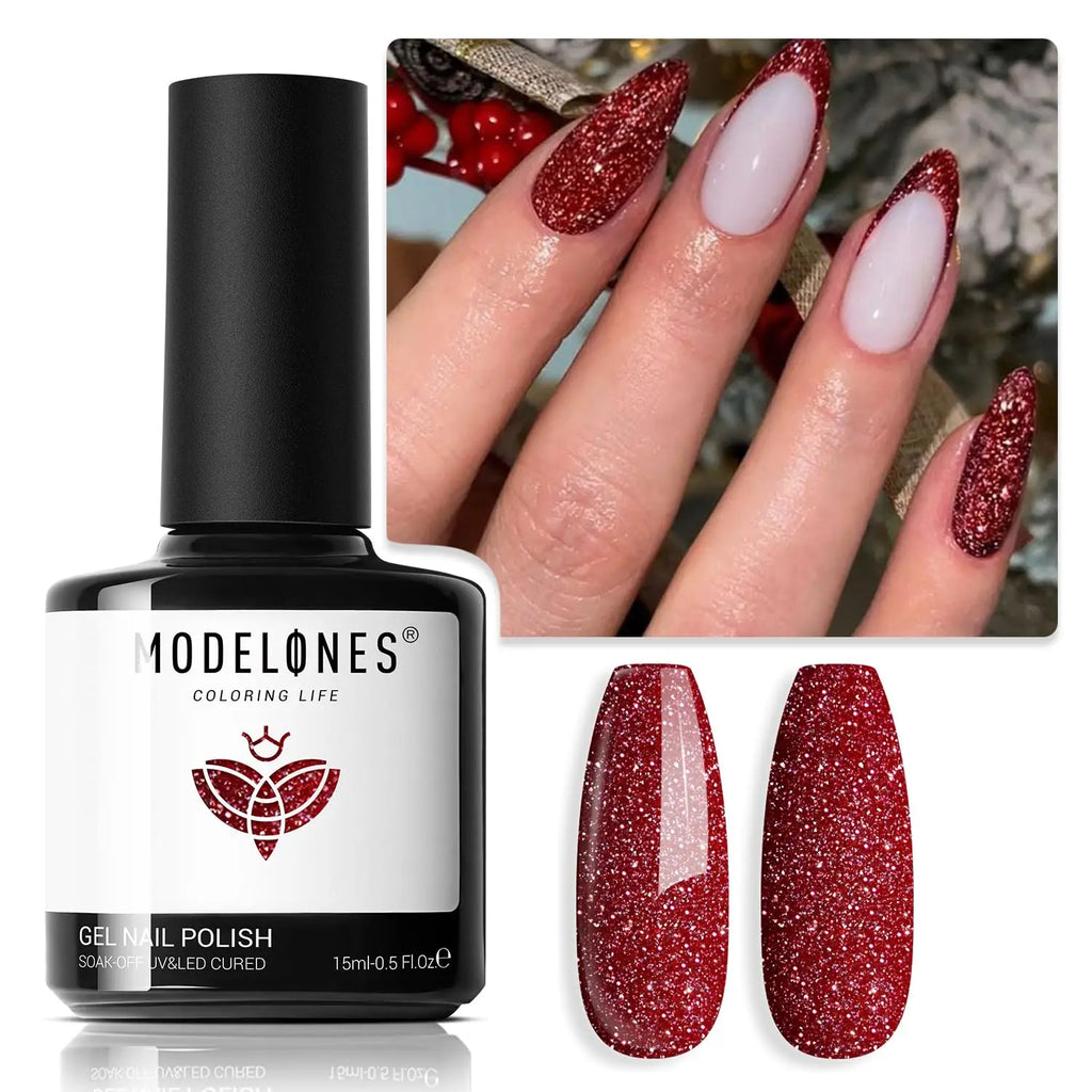 Modelones Pearl Iridescent Gel Nail Polish, 15 ML Shimmer Celestial Blue Mermaid Nail Drawing Glitter Pearlescent Summer