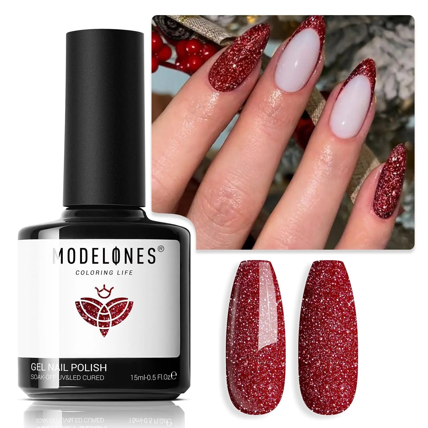 Modelones Pearl Iridescent Gel Nail Polish, 15 ML Shimmer Celestial Blue Mermaid Nail Drawing Glitter Pearlescent Summer