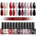 Nail Gel Polish Set 12PCS 8ML Long-lasting High Gloss Semi Permanent Glitter Art Nails Varnish for Manicure   Art Salon Creation