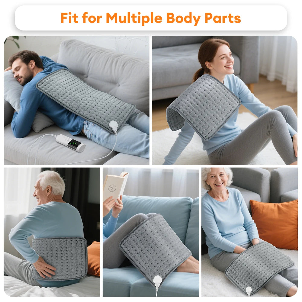 Winter Electric Heating Pad Blanket Soft Adjustable Temperature Levels 4 Timing Modes Shoulder Knee Legs Constant Warm Cushion