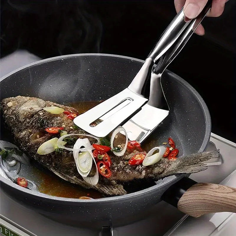 Stainless Steel Frying Shovel Clip Multifunctional Steak BBQ Tongs Frying Fish Spatula Clip Household Kitchen Tool Bread Clip