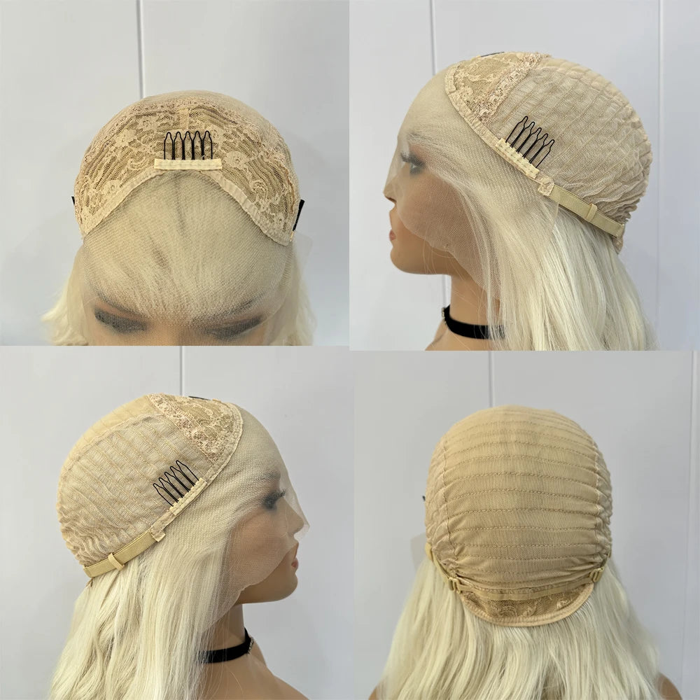 Pastel Pink Natural Wave Wig Synthetic Lace Front Wigs For Women Long Loose Curl Lace Hair Heat Resistant Cosplay Light Pink Wig