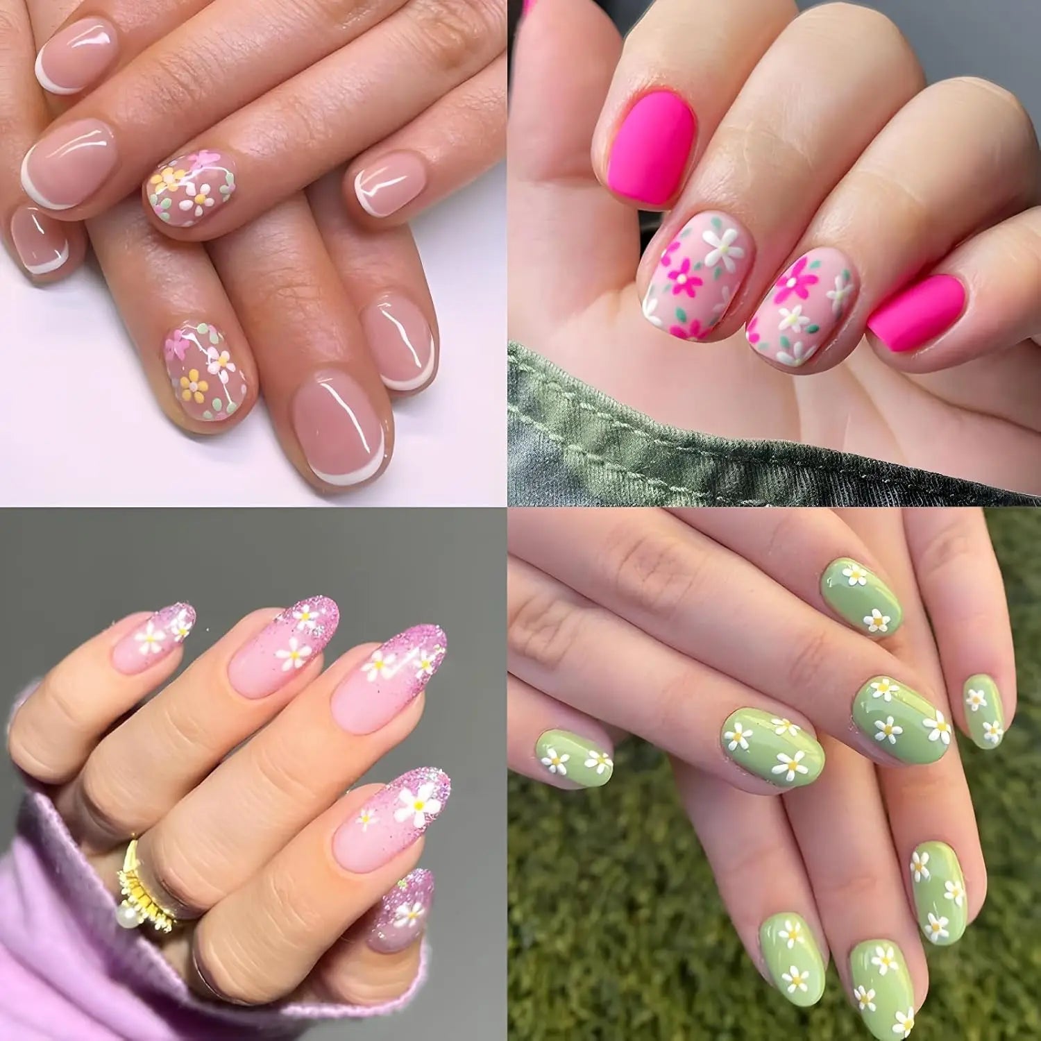 30 Pieces of Flower Nail Art Stickers Decals3D Self-Adhesive Cute Daisy Flower Nail Decals