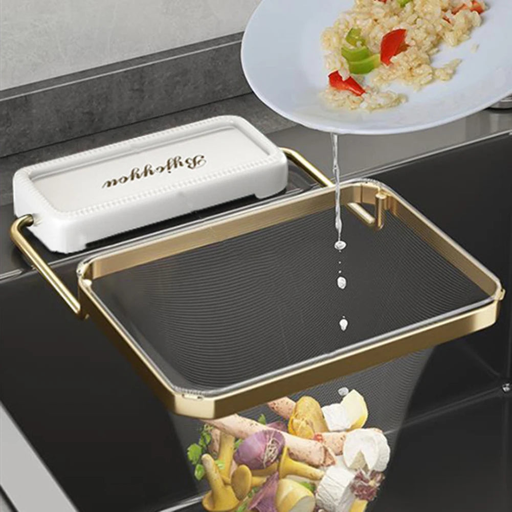 Kitchen Sink Filter Rack With 50pcs Net Filter Bag Foldable Multi-Purpose Drainage Basket Leftovers Soup Food Drainer Shelf