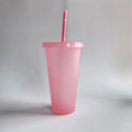 5pcs 710ml Reusable Plastic Straw Cup Large Capacity Leakproof Travel Tumbler for Coffee Smoothie Home Birthday Party Takeaway