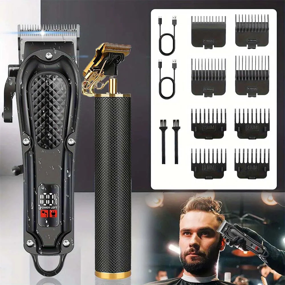Professional Hair Clipper for Men - Cordless Rechargeable Barber Hair Trimmer Machine Electric Hair Clipper Haircut Grooming Kit