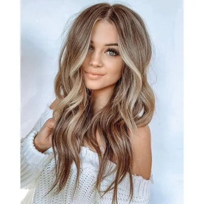 SuQ Synthetic Women's  Copper Red Wig Hair Synthetic Natural Cosplay Party Long Wave Middle Part Heat Resistant Daily Wigs