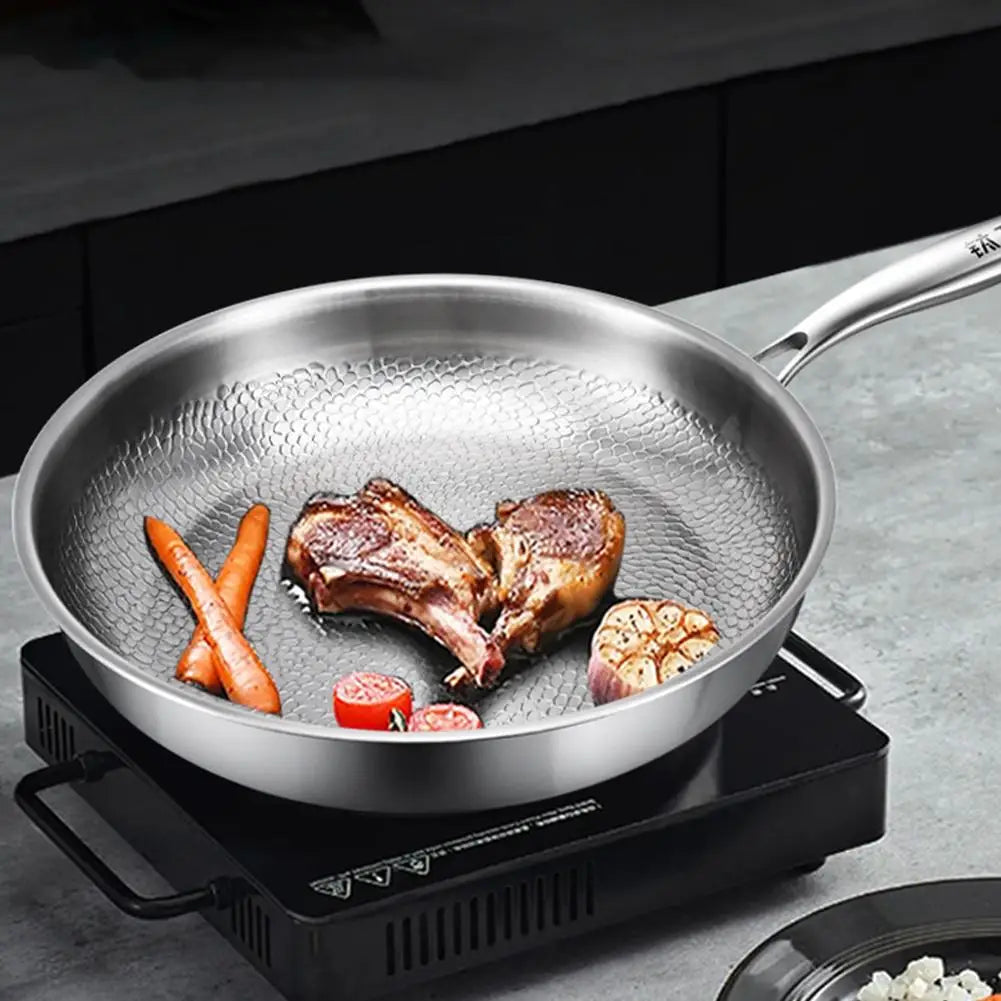 26/28/30cm Titanium Frying Pan Non-stick Frying Pan Kitchen Cookware Uncoated Hammer Pattern Steak Kitchen Pans With/NO Lid