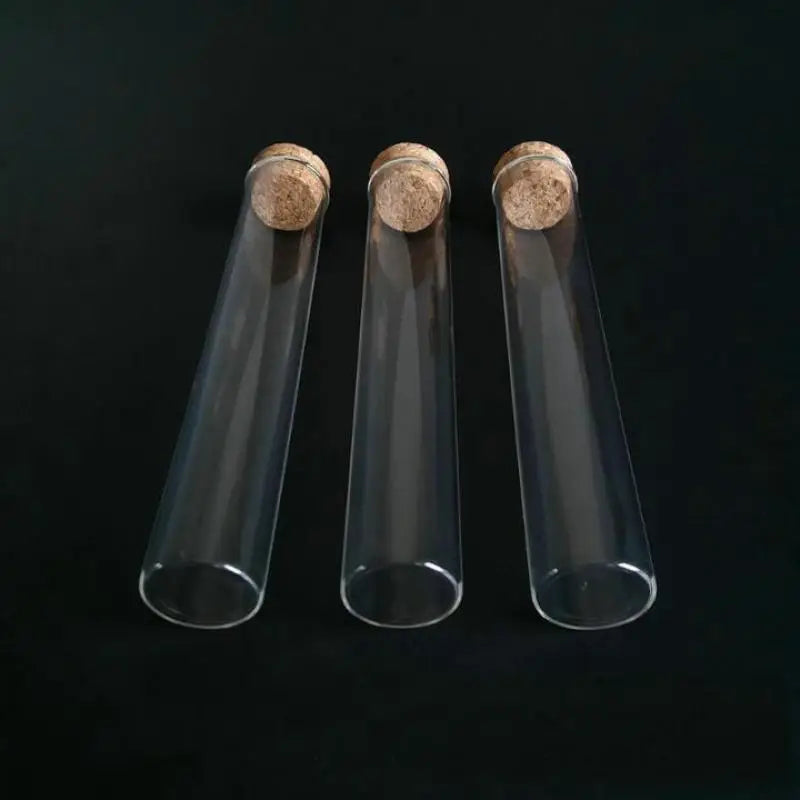 5pcs Length 100mm Multiple specifications Flat bottom Glass Test Tube with cork stoppers for kinds of TESTS Diameter 12mm-40mm