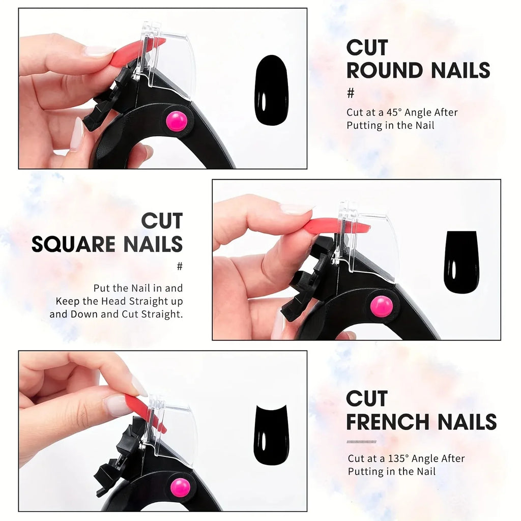 1PC U-Shaped Nail Scissors Acrylic Nail Clipper Adjustable False Nail Tip Cutter Trimmer Manicure with Stainless Steel Nail File