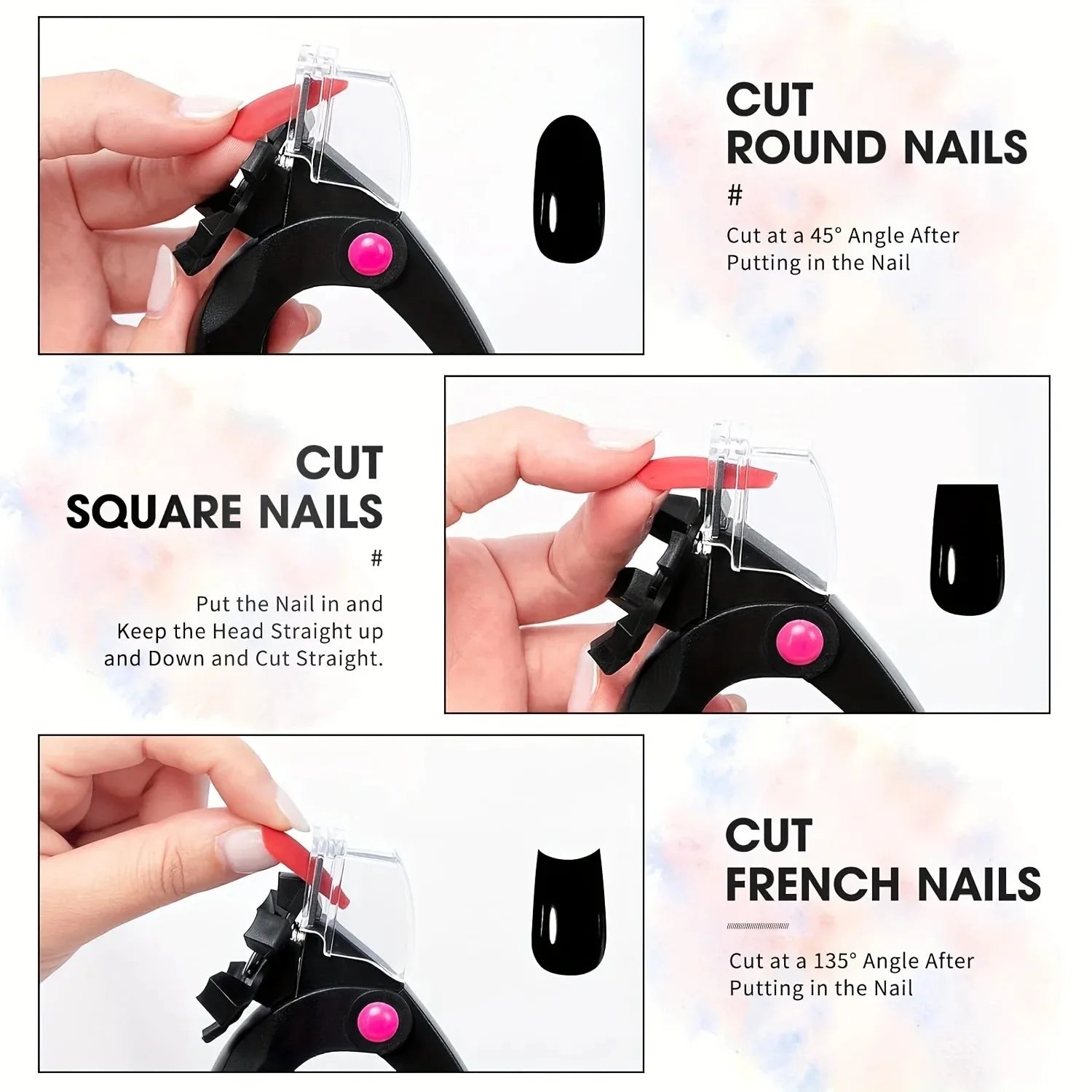 1PC U-Shaped Nail Scissors Acrylic Nail Clipper Adjustable False Nail Tip Cutter Trimmer Manicure with Stainless Steel Nail File