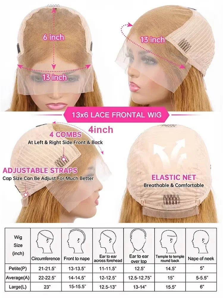 30 36inch 27 Honey Blonde Body Wave Wig Human Hair 13x6 Transparent HD Lace Frontal Wig For Women 250 Density Brazilian Wigs