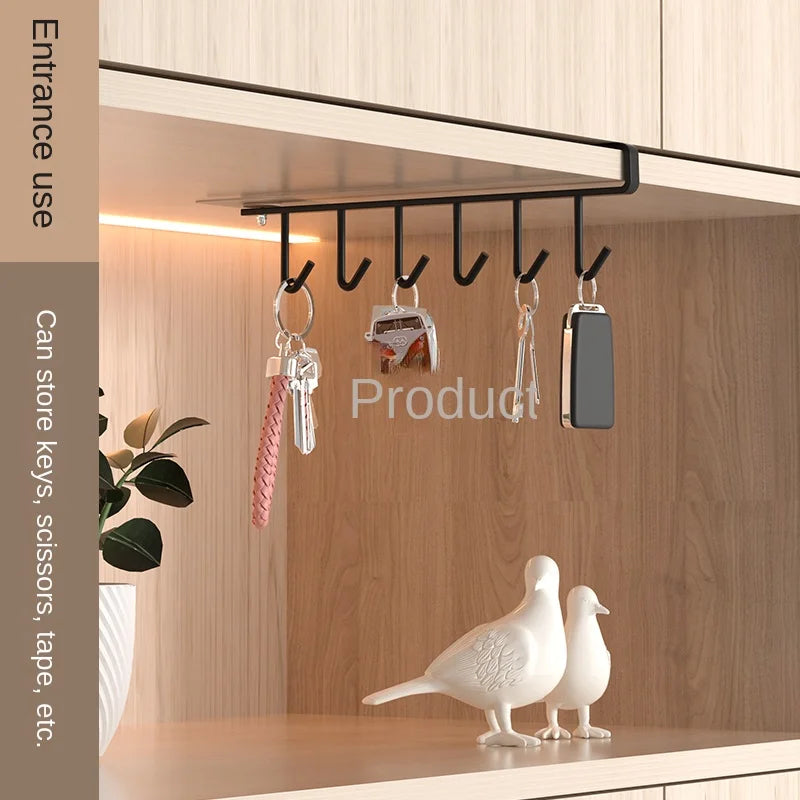 1Pc Black Kitchen Hanger Hook With No Marks Or Nails For Storing Pots Shovels Hanging Pieces Kitchen Utensils Storage Racks Hook