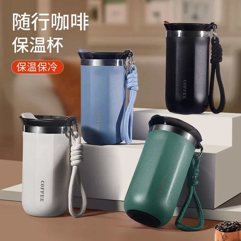 Fashionable coffee cup, stainless steel insulated cup, portable large capacity, gift, suitable for home, office and business use