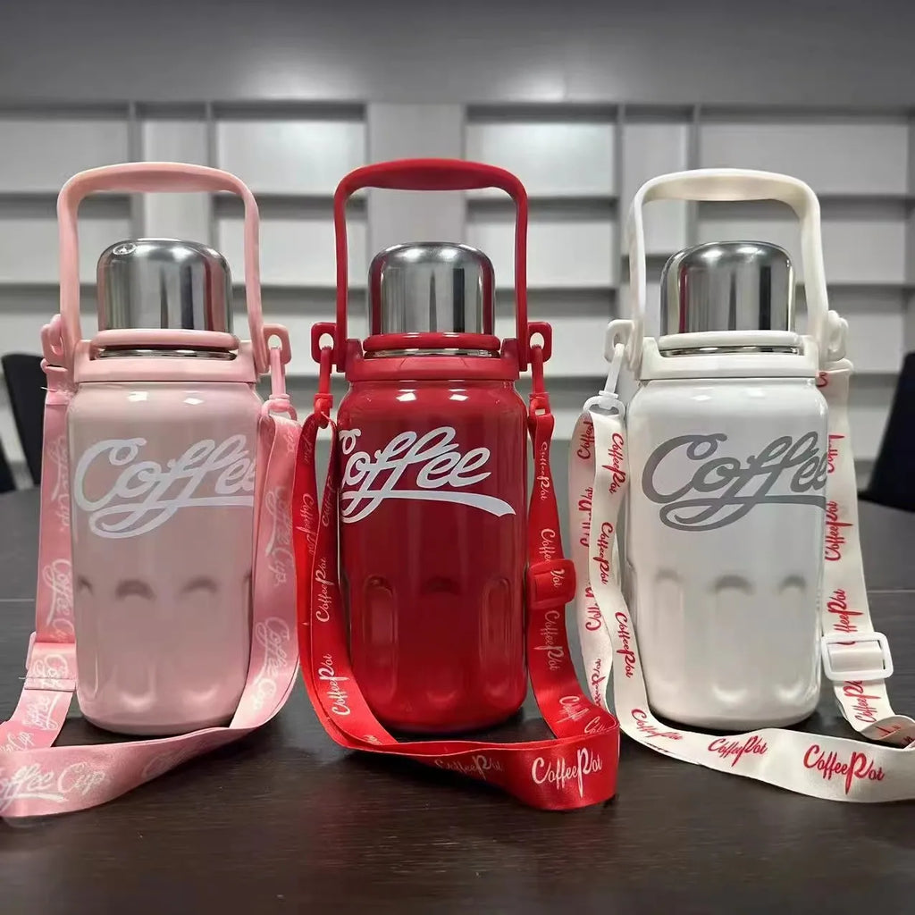 Portable Sports Mug for Men and Women, Insulated Coffee Cola Cup, 316 Stainless Steel Kettle, Keep Cold, Kawaii, Pretty Outdoor