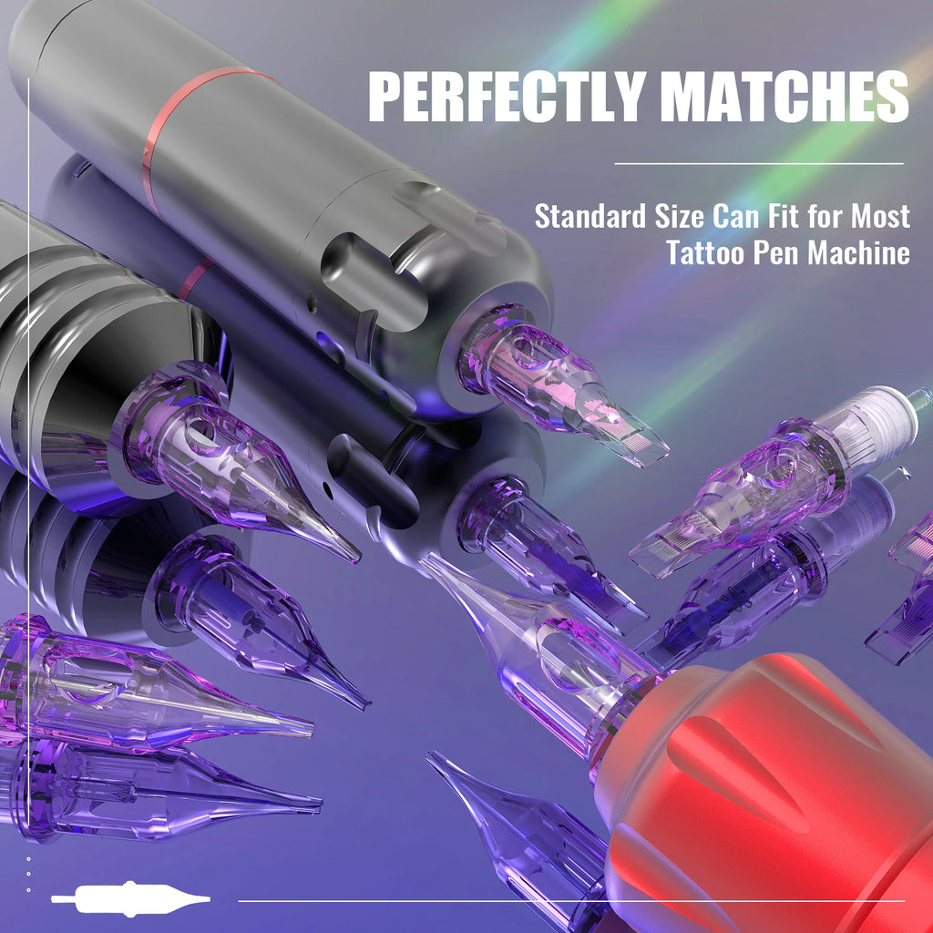 10pcs Tattoo Cartridge Disposable Purple Needles Rl Rs Rm M1 Series For Tattoo Machine For Eyebrow Eyeliner Permanent Makeup