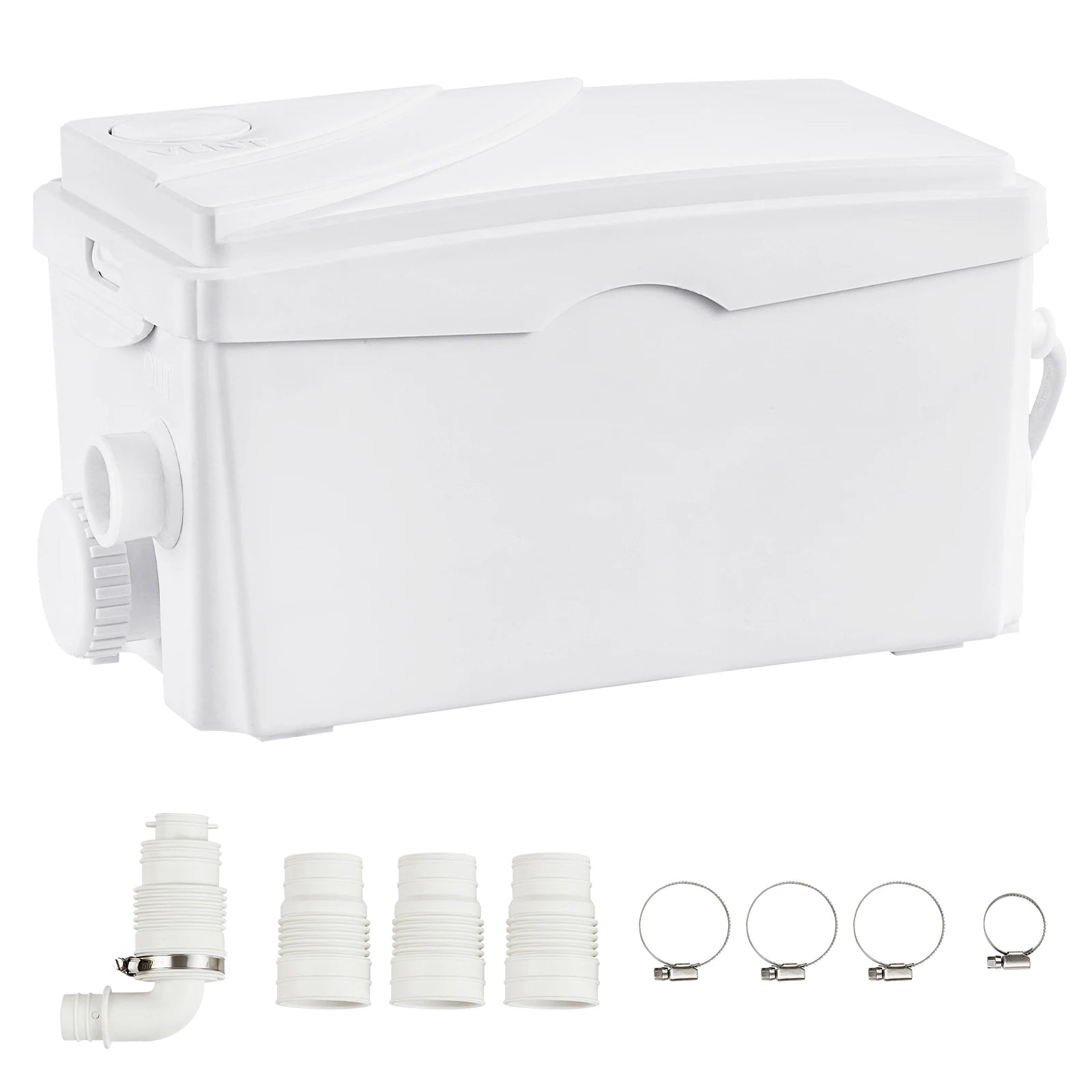 SucceBuy Macerator Pump 350W 6000L/h Flow 23 ft/7 m Head Macerator Sewerage Sump Pump with 3 Water Inlets Water Disposal Machine