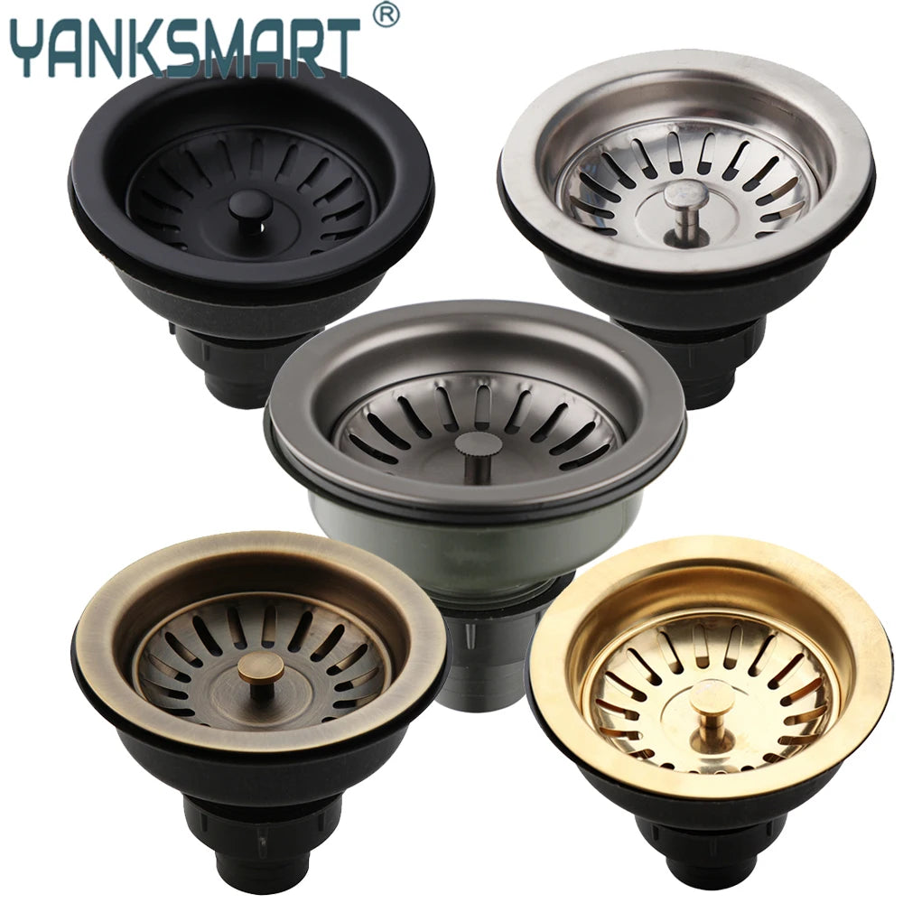 YANKSMART High-Quality Kitchen Sink Stainless Steel Dish Drainer Strainer Stopper Combo Kit Drainage Waste Set SUS304 Filter