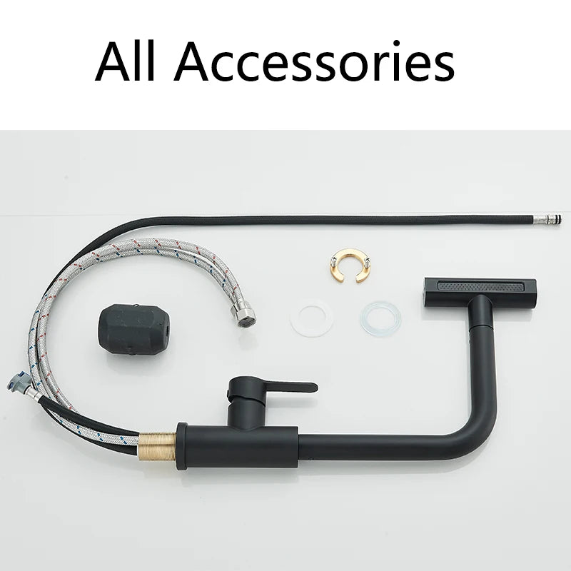 Kitchen Faucet Flexible Pull Out Hot Rainfall Cold Water Mixer Tap 360° Kitchen Sink Faucets Deck installation
