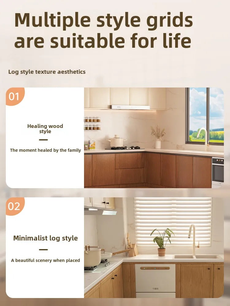 Wooden cream pull-out hot and cold all copper faucet, kitchen retractable rotating vegetable washing sink faucet