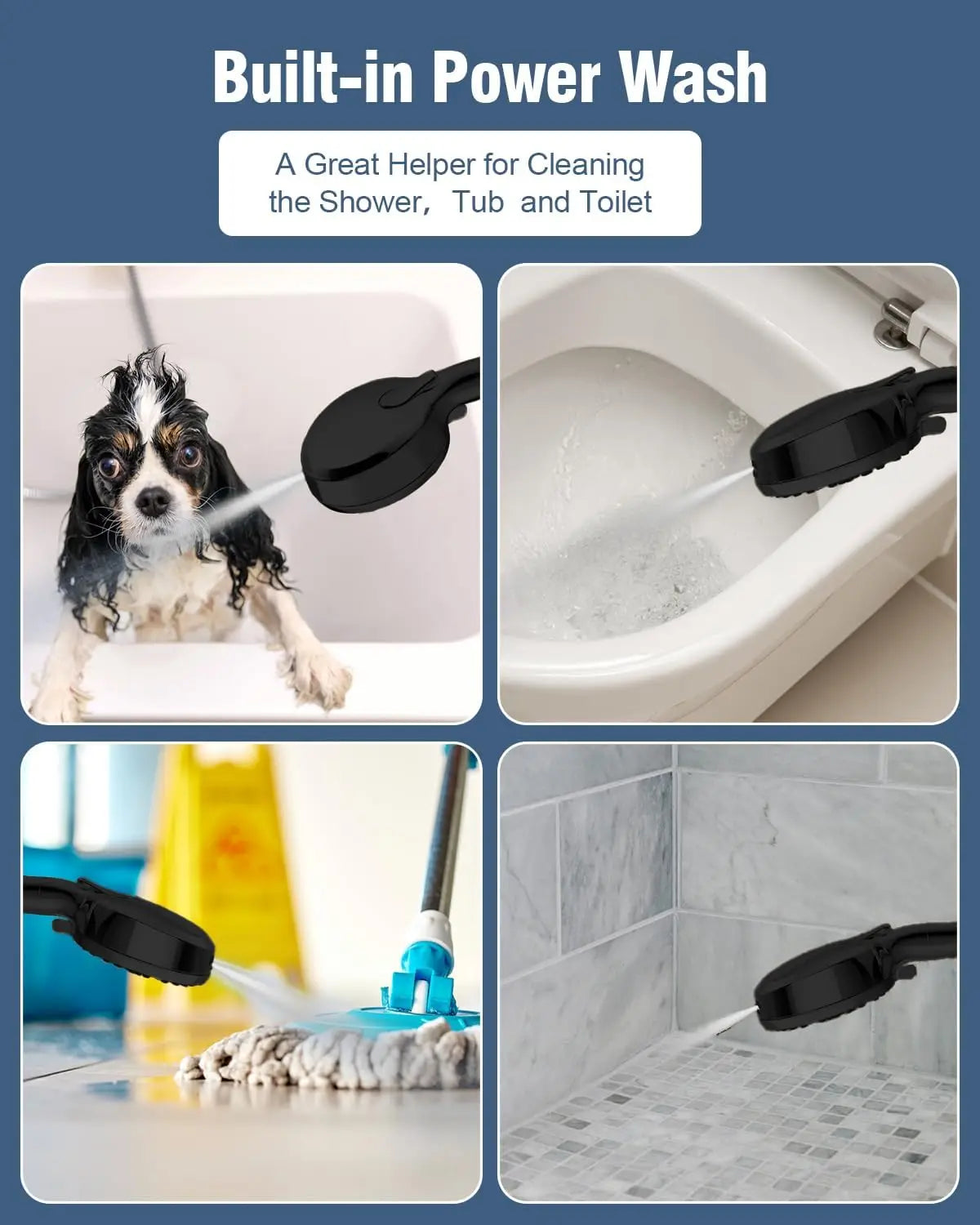 6-Mode High Pressure Filtered Shower Head with Handheld Oil Rubbed Bronze, Power Wash and Long Hose