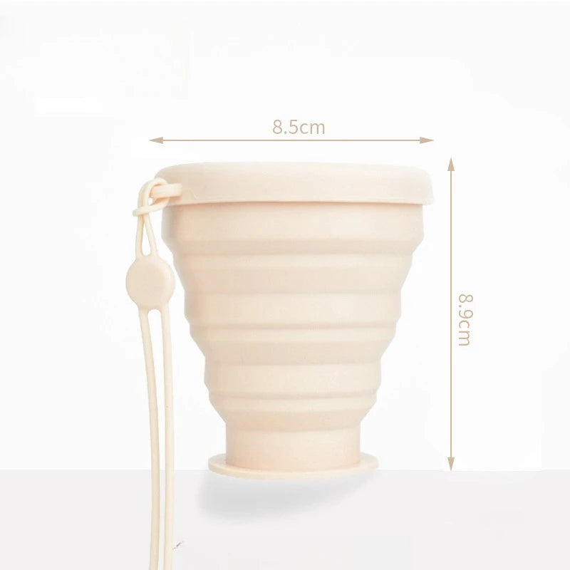 1pc Foldable Mouthwash Cup Food-Grade Silicone Portable Travel Folding Cup Collapsible Toothbrush Cup Includes Lid Hanging Cord