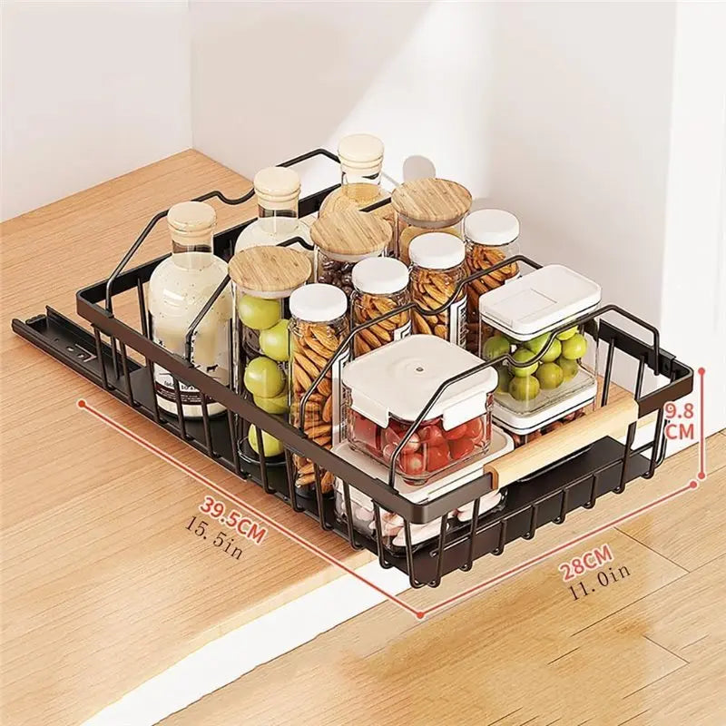 BHTS-Heavy Duty Slide Out Drawer, No Drill Pull Out Drawers, Multifunctional Pantry Shelves For Kitchen And Bathroom