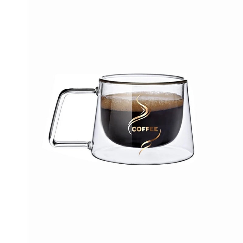 1/2PCS Double Wall Glass Coffee Mug Heat Resistant Tea Milk Juice Coffee Water Espresso Cup Thermo Insulated Cup for Household