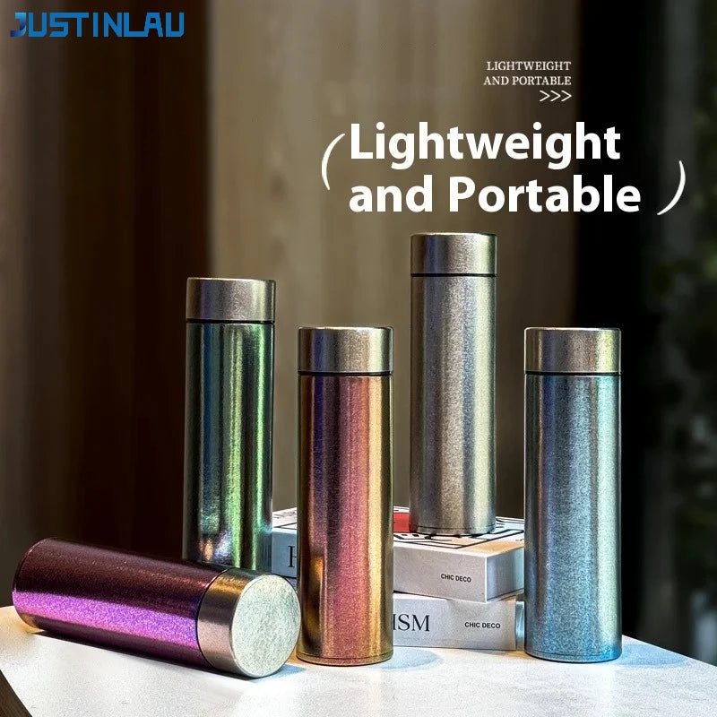 JUSTINLAU Pure Titanium Insulated Cups Men&Women Water Cup Portable Business Office Cup Titanium Cup Hot& Cold Insulation Bottle