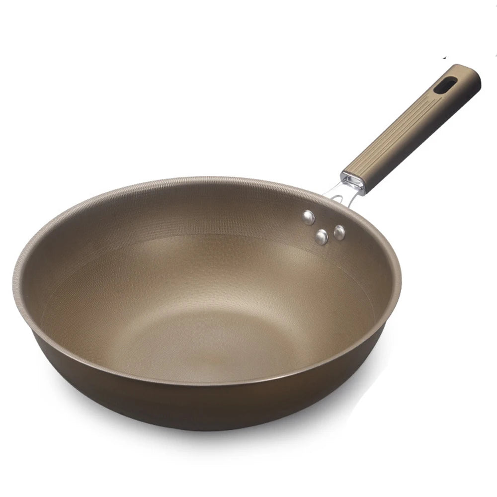 Titanium Stainless steel Wok Frying Pan Uncoated Nonstick Pot Home Kitchen Cookware Skillet Induction Gas stove Special Saucepan