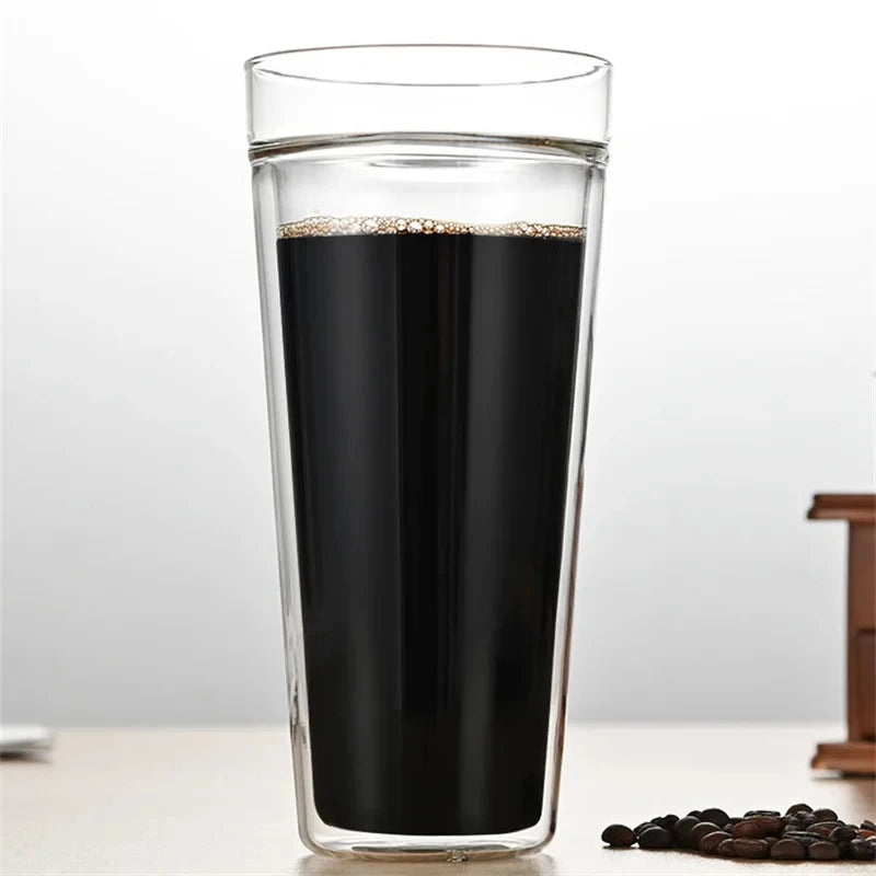 Large Capacity 400/800ml Heat-resistant Double Wall Glass Coffee Mug Espresso Cup American Latte Cappuccino Tea Water Cup
