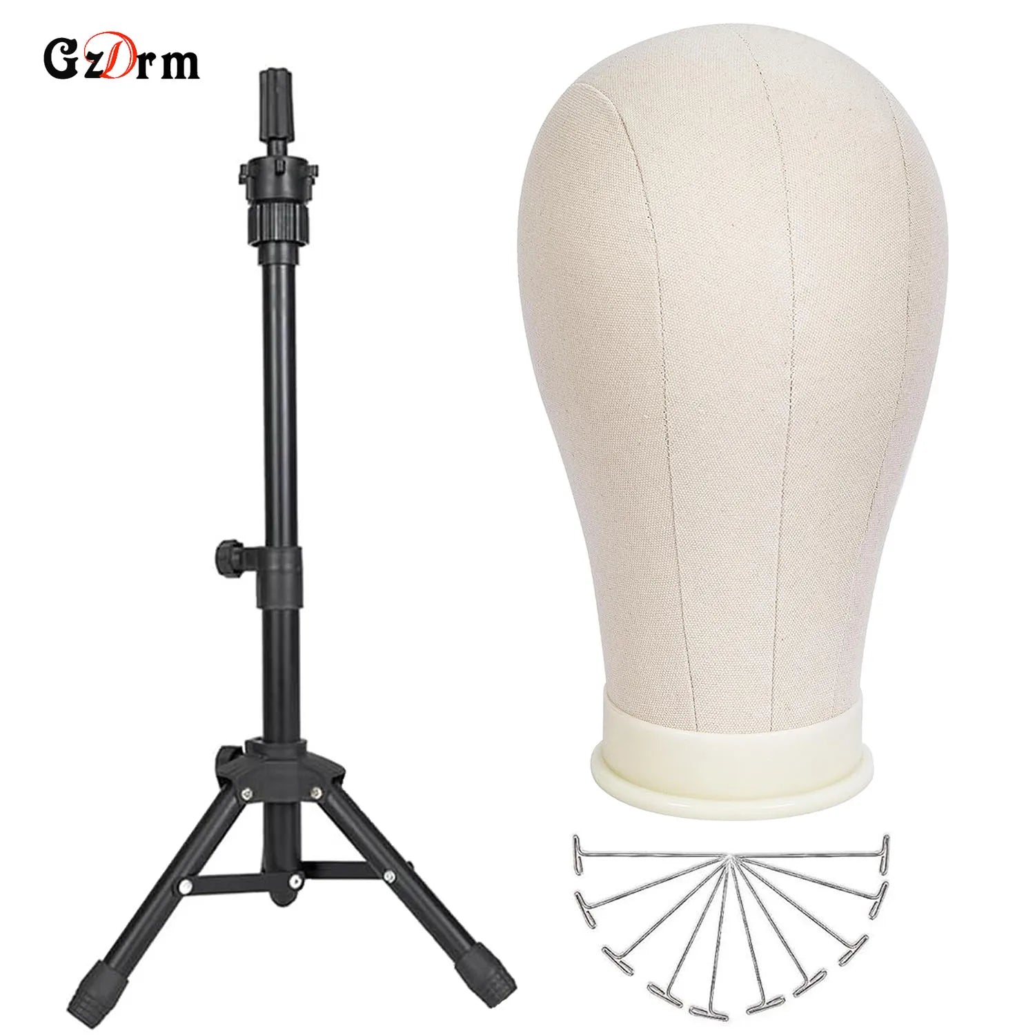 Canvas Block Head Set for Wig Display Making Hair Weave and Styling Mannequin Head with Mount Hole C Stand, Styling Hair Clips