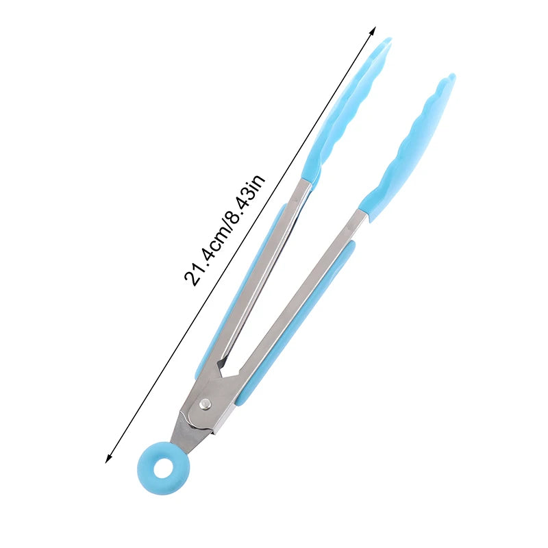 1Pc 7inch Stainless Steel Food Clip Bread Tong BBQ Grill Steak Clip With Non-slip Handle Party Cooking Accessory Kitchen Gadgets